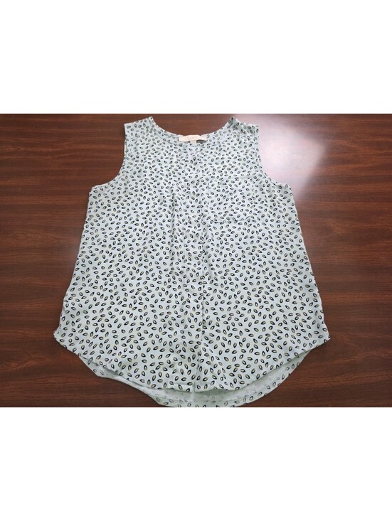 LOFT Tops - Loft Petites SP Sage Green Leaf Print Sleeveless Blouse Shell Office Siren Top